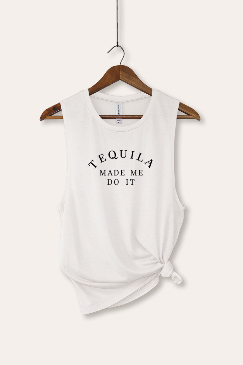 Tequila Made Me Do It Graphic Women's Jersey Tank Top
