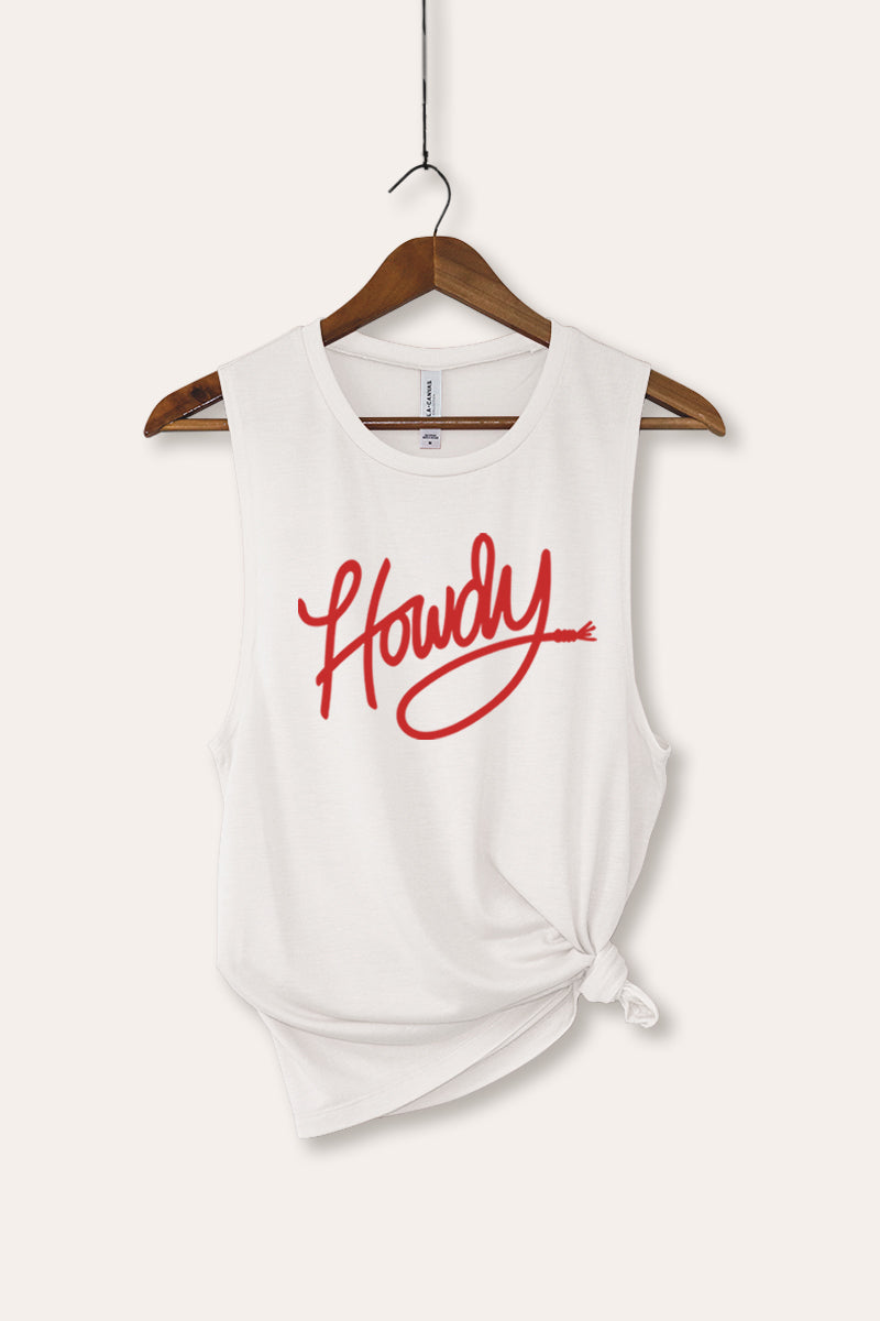 Howdy Western Cursive Graphic Women's Jersey Tank Top