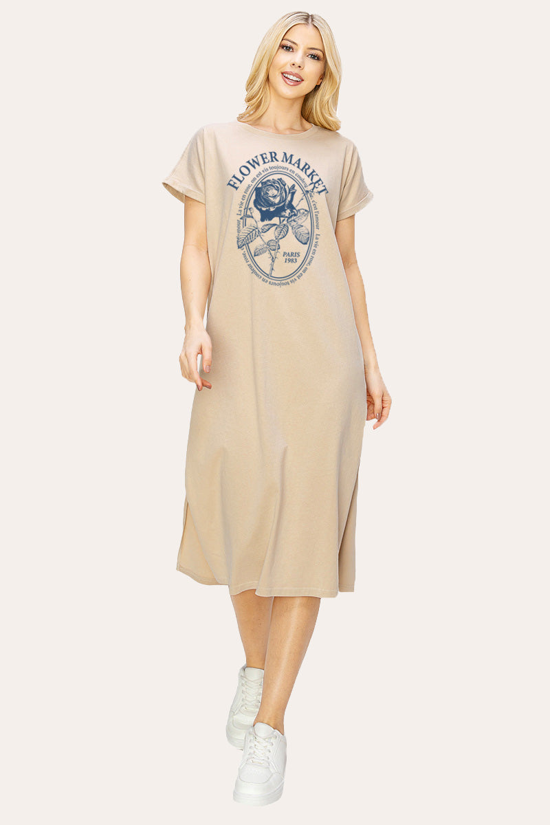 Flower Market Rose Graphic Women's Midi Dress