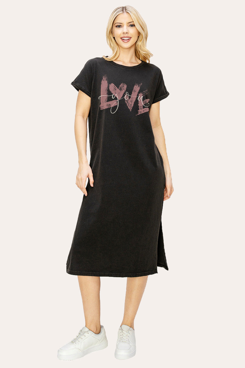Love You Heart Graphic Women's Midi Dress