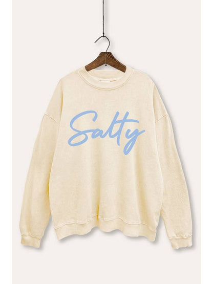 Beach Mode Sunset Waves Graphic Mineral Wash Sweatshirt