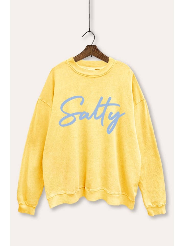 Beach Mode Sunset Waves Graphic Mineral Wash Sweatshirt