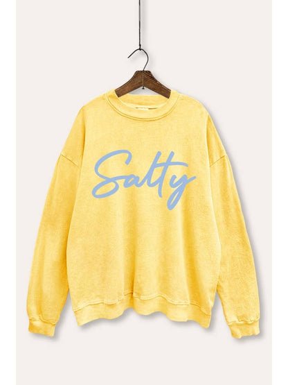 Beach Mode Sunset Waves Graphic Mineral Wash Sweatshirt