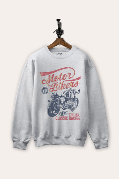 Vintage Motorcycle Riding Graphic Fleece Sweatshirt