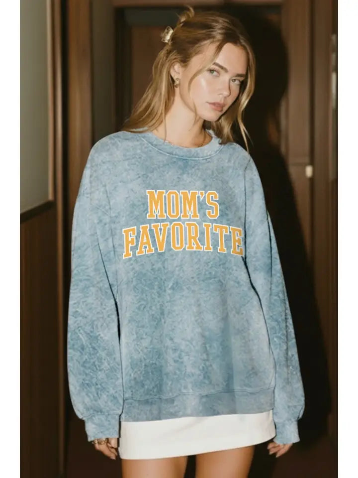 Mom's Favorite Typography Mineral Wash Sweatshirt