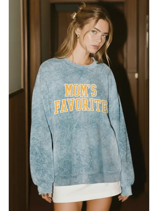 Mom's Favorite Typography Mineral Wash Sweatshirt
