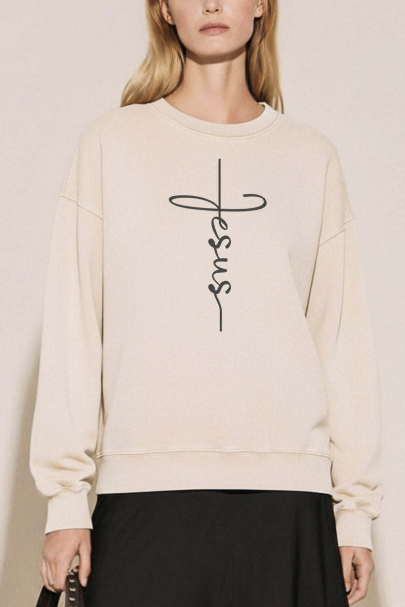Jesus Cross Typography Mineral Wash Sweatshirt