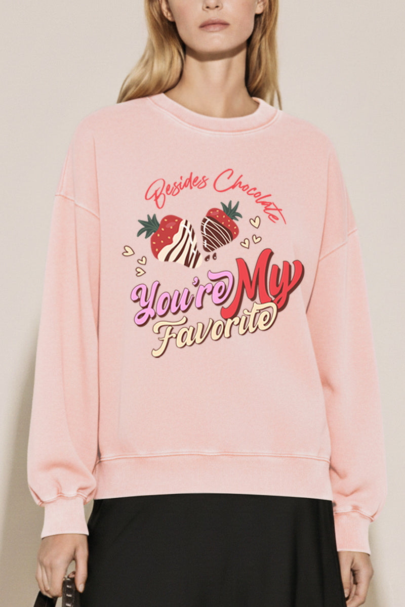 Favorite Besides Chocolate Graphic Mineral Wash Sweatshirt