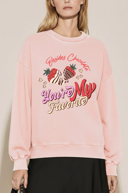 Favorite Besides Chocolate Graphic Mineral Wash Sweatshirt