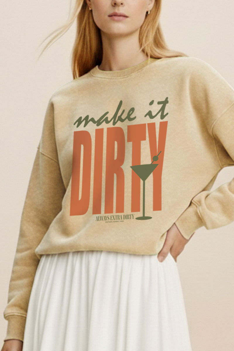 Make It Dirty Martini Graphic Mineral Wash Sweatshirt