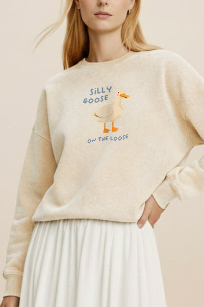 Silly Goose Pastel Graphic Mineral Wash Sweatshirt