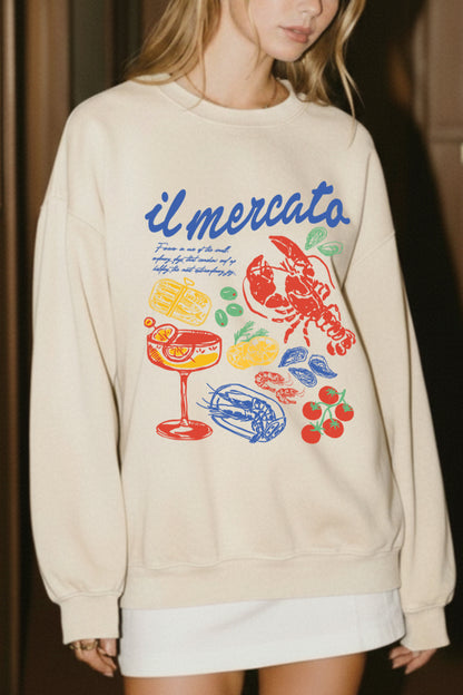 The Market Lobster Coastal Graphic Mineral Wash Sweatshirt