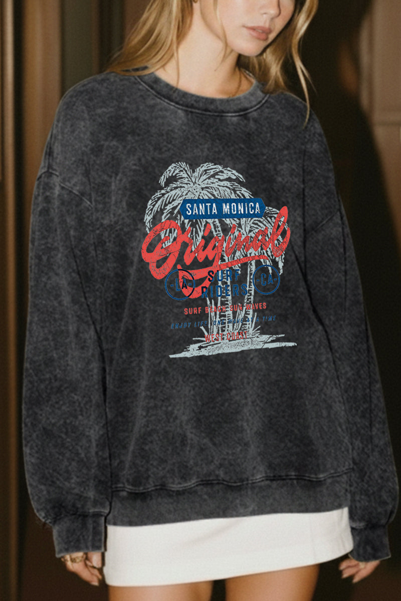 Santa Monica Surf Riders Graphic Mineral Wash Sweatshirt
