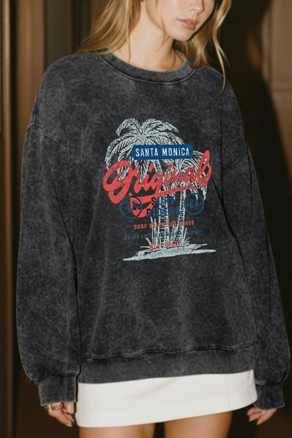 Santa Monica Surf Riders Graphic Mineral Wash Sweatshirt