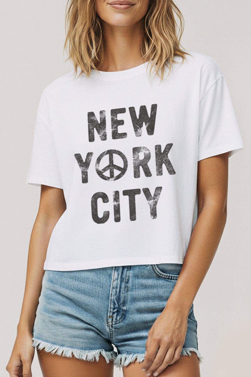 "new york city" graphic boxy crop top