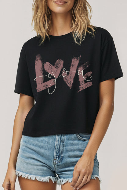 Love You Heart Graphic Boxy Crop Top