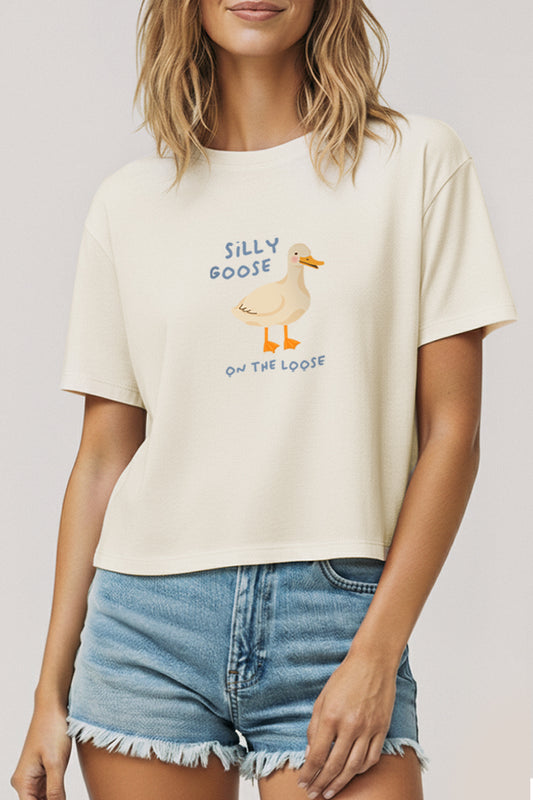 Silly Goose Pastel Graphic Boxy Crop Top