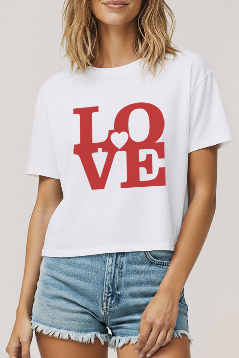 "LOVE" heart graphic boxy crop top