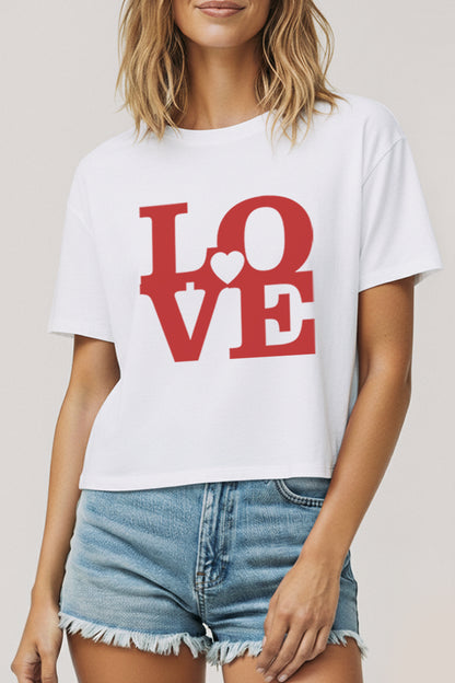 "LOVE" heart graphic boxy crop top