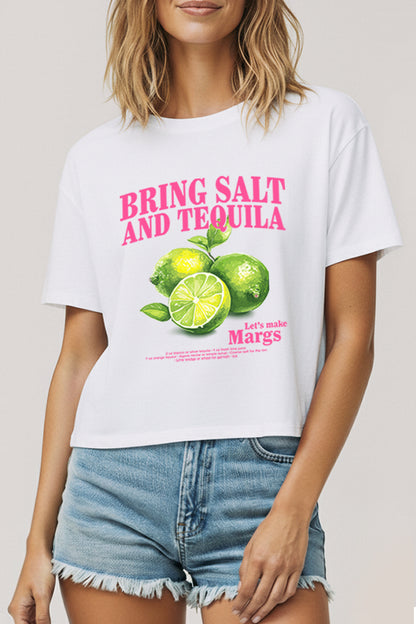 Salt Tequila & Margarita Graphic Boxy Crop Top
