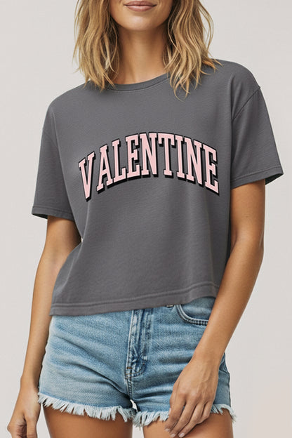 Valentine Collegiate Typography Boxy Crop Top
