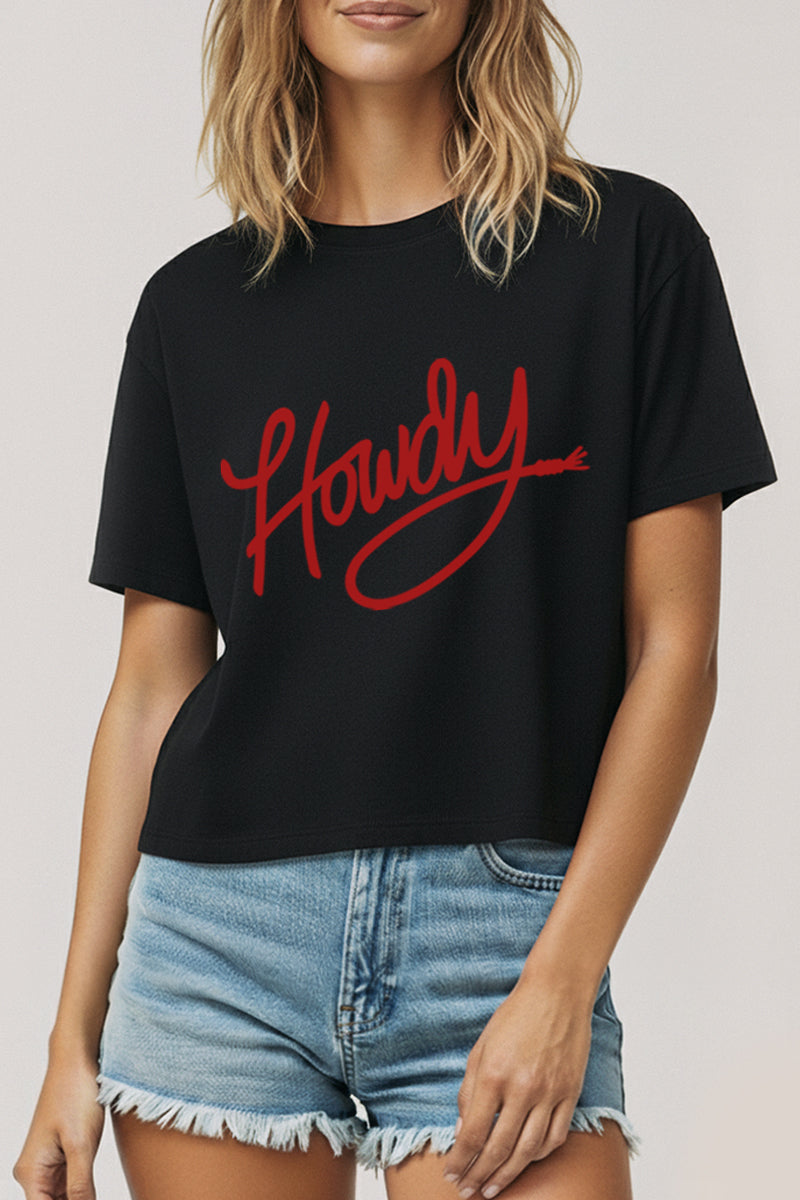 "howdy" graphic boxy crop top