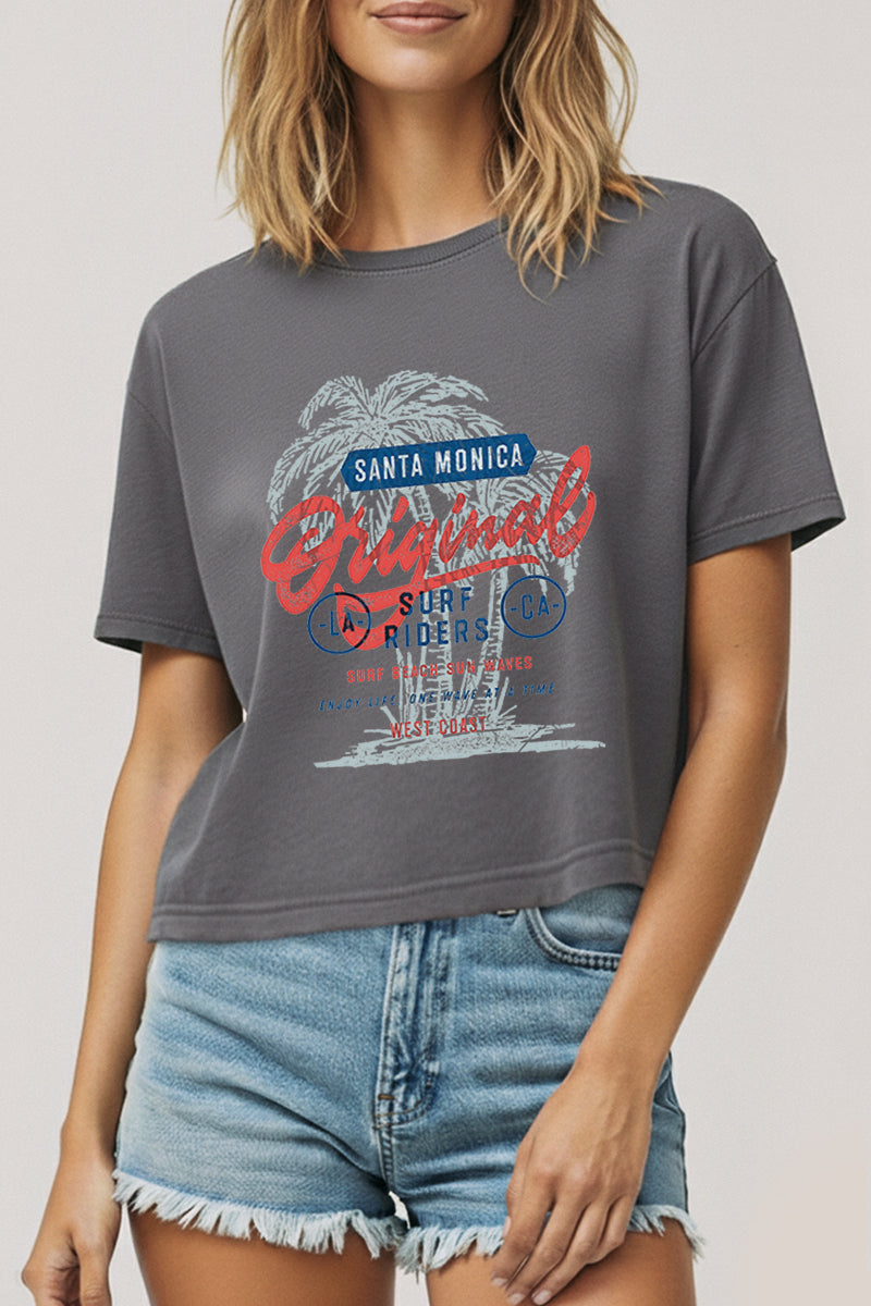 Santa Monica Surf Riders Graphic Boxy Crop Top