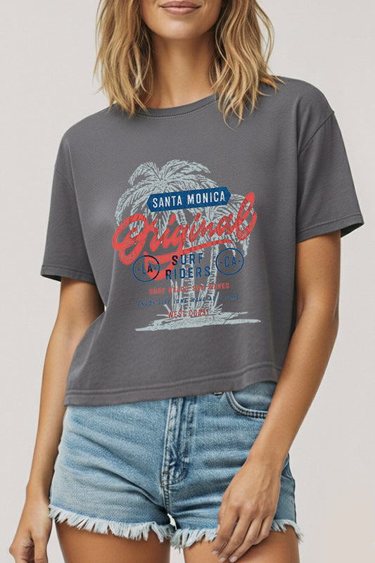 Santa Monica Surf Riders Graphic Boxy Crop Top