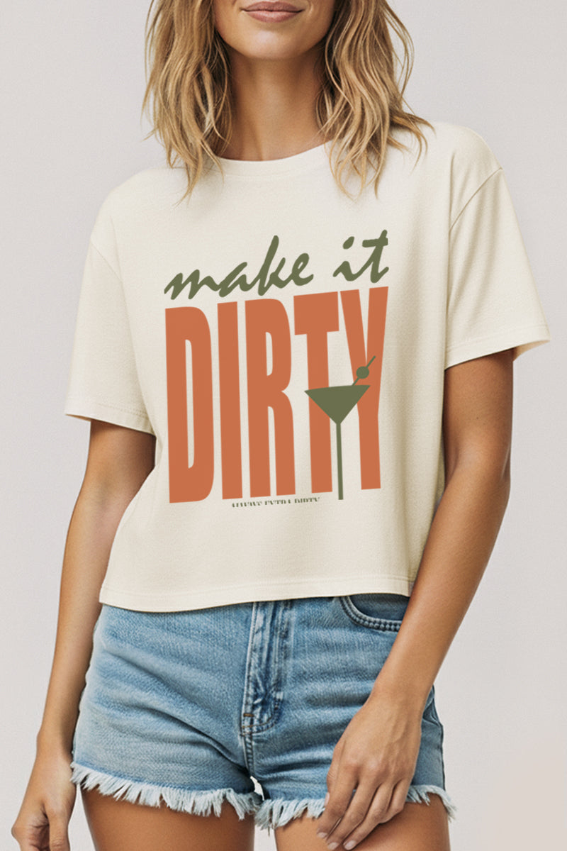 Make It Dirty Martini Graphic Boxy Crop Top