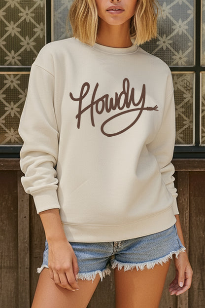 Howdy Cursive Western Graphic Fleece Sweatshirt