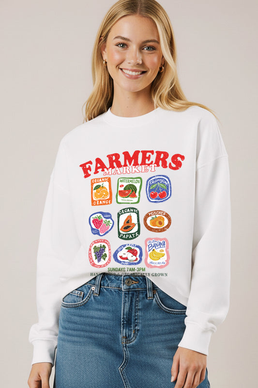 farmers market graphic fleece sweatshirt
