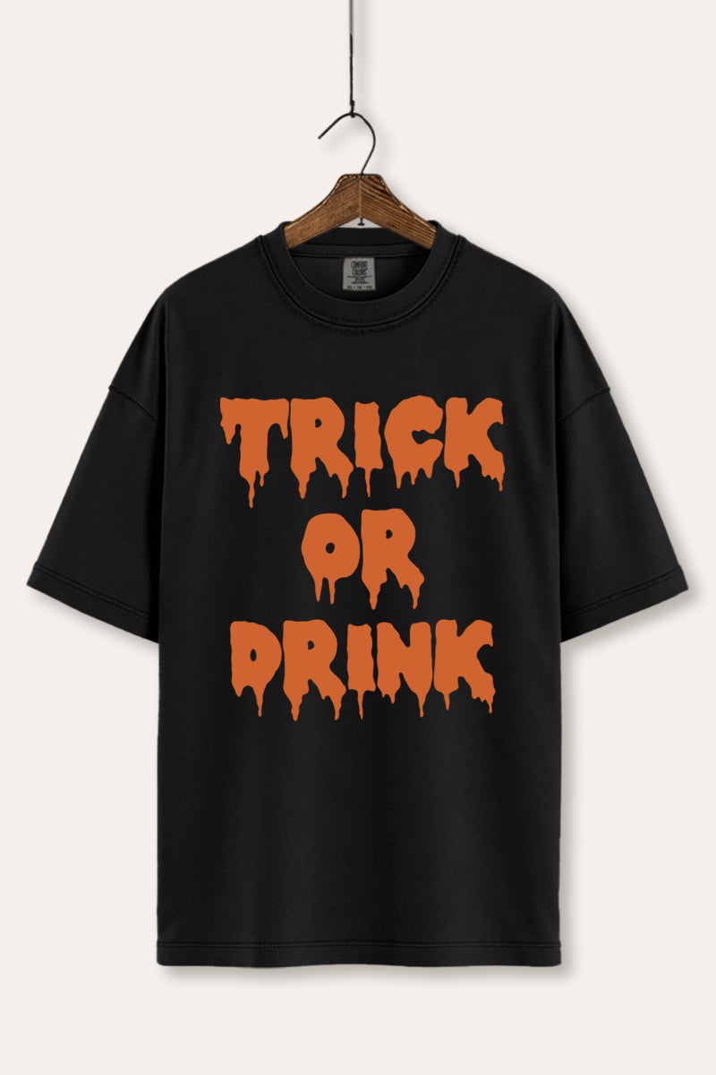 "trick or drink" halloween typography graphic comfort colors® tee