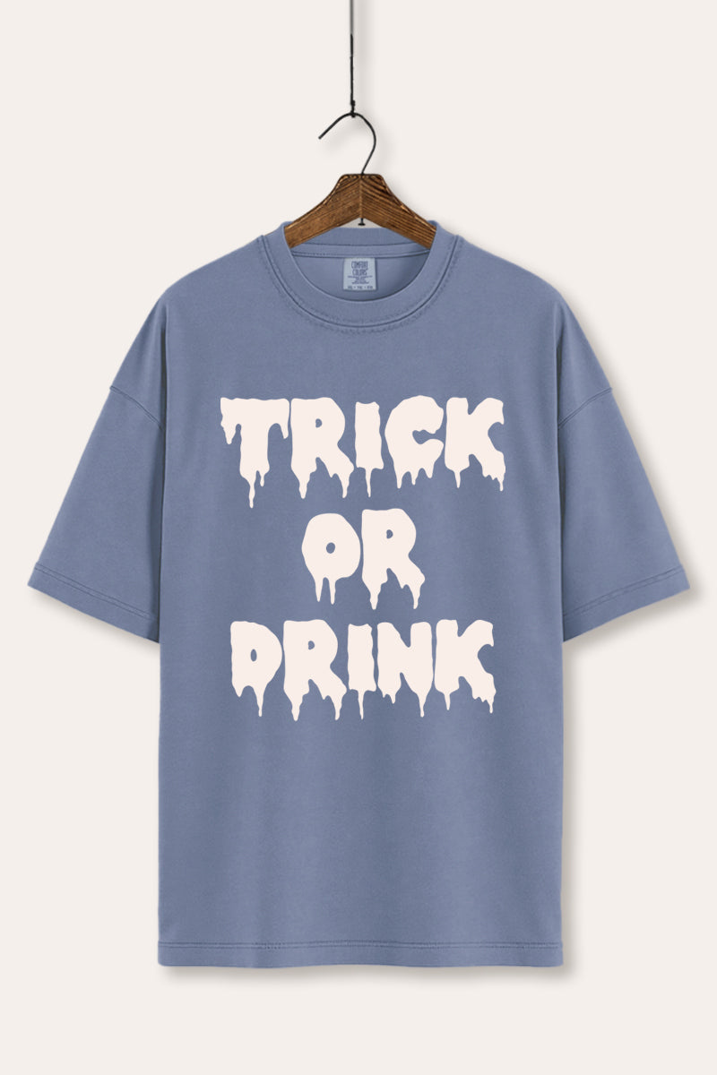"trick or drink" halloween typography graphic comfort colors® tee