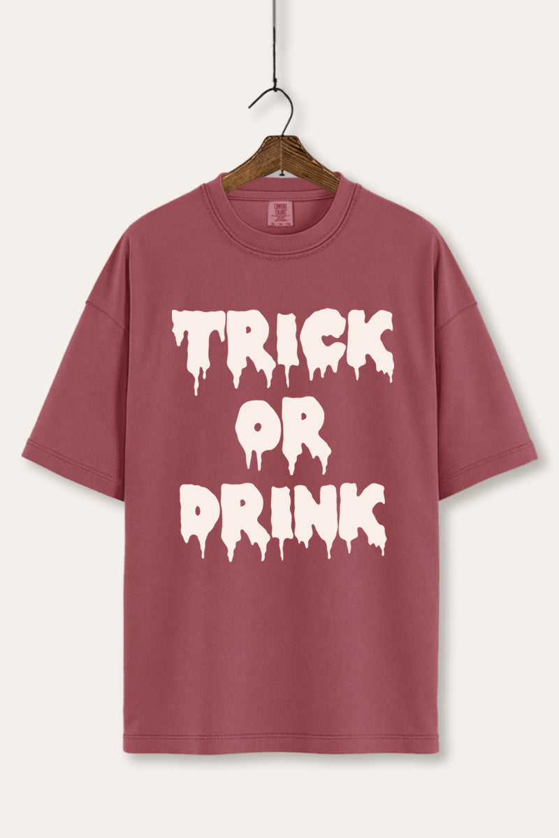 "trick or drink" halloween typography graphic comfort colors® tee