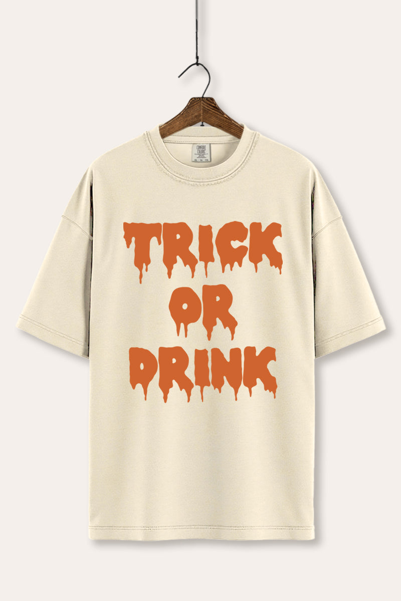 "trick or drink" halloween typography graphic comfort colors® tee
