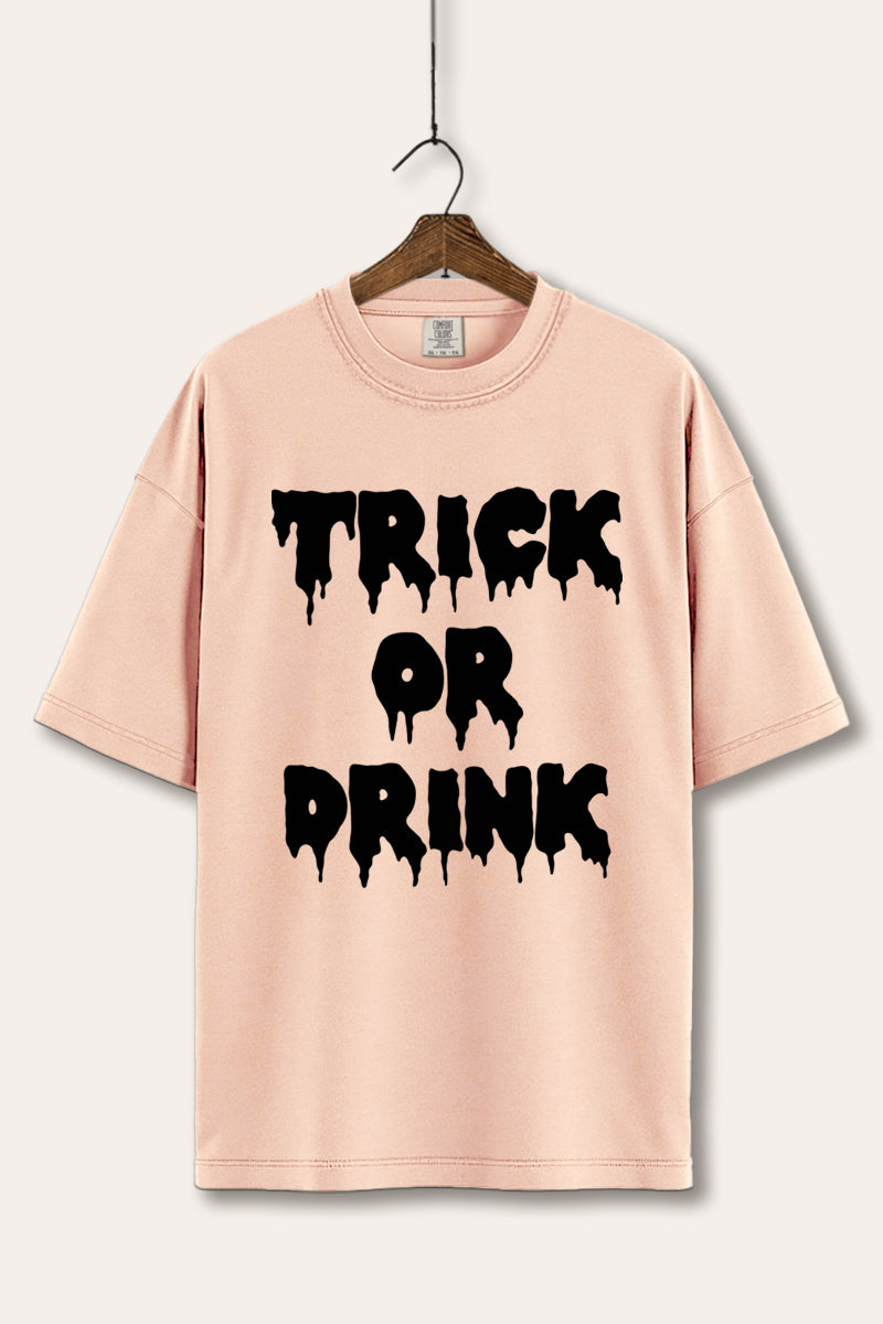 "trick or drink" halloween typography graphic comfort colors® tee