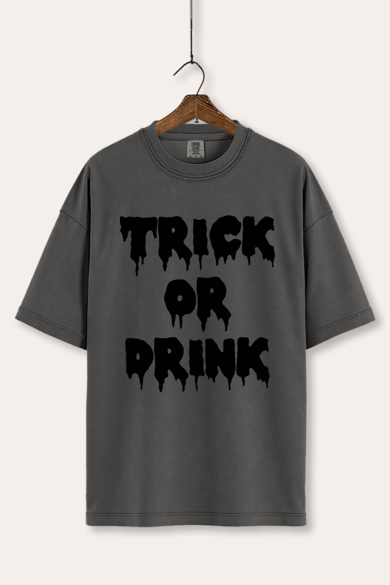 "trick or drink" halloween typography graphic comfort colors® tee