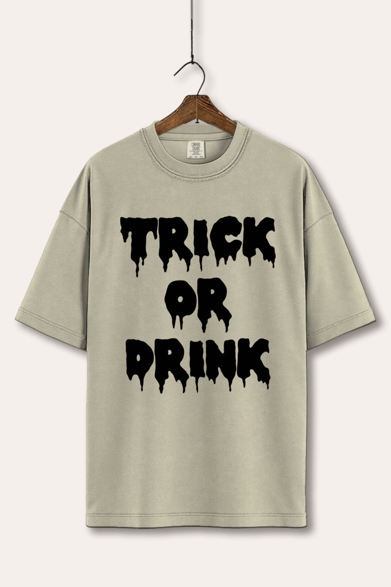 "trick or drink" halloween typography graphic comfort colors® tee