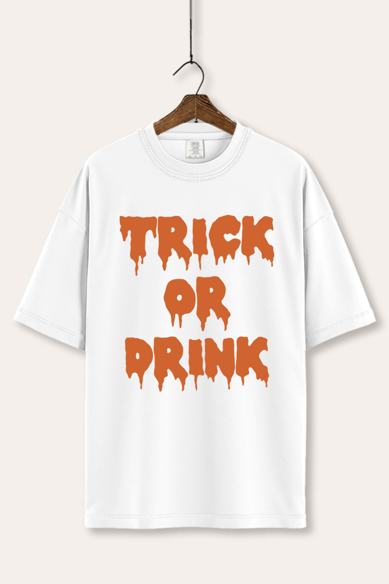 "trick or drink" halloween typography graphic comfort colors® tee