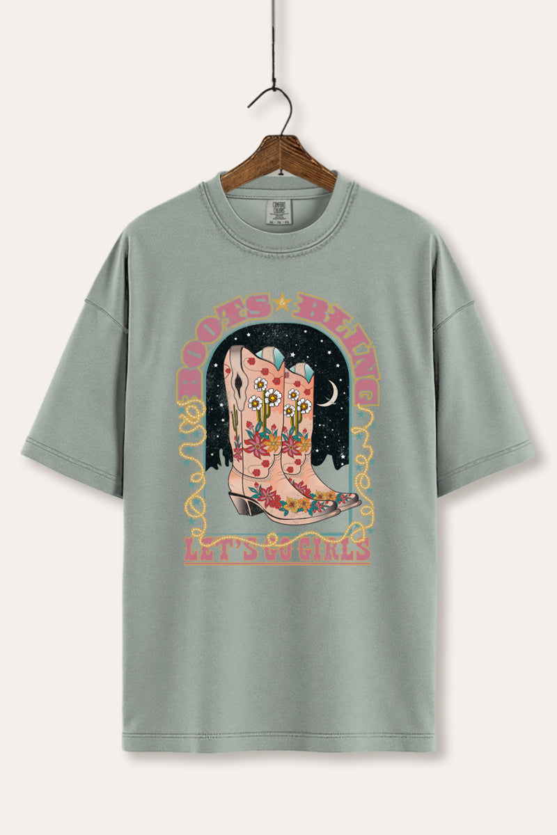 "let's go girls" bling boots comfort colors® graphic tee