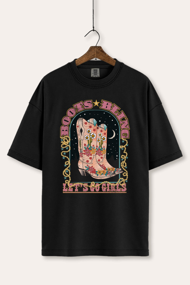 "let's go girls" bling boots comfort colors® graphic tee