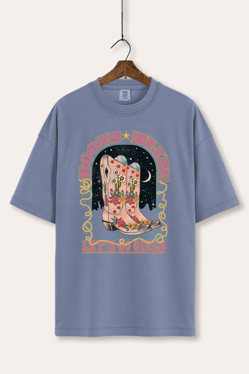 "let's go girls" bling boots comfort colors® graphic tee