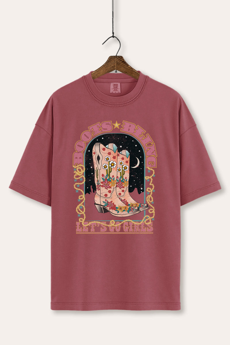 "let's go girls" bling boots comfort colors® graphic tee