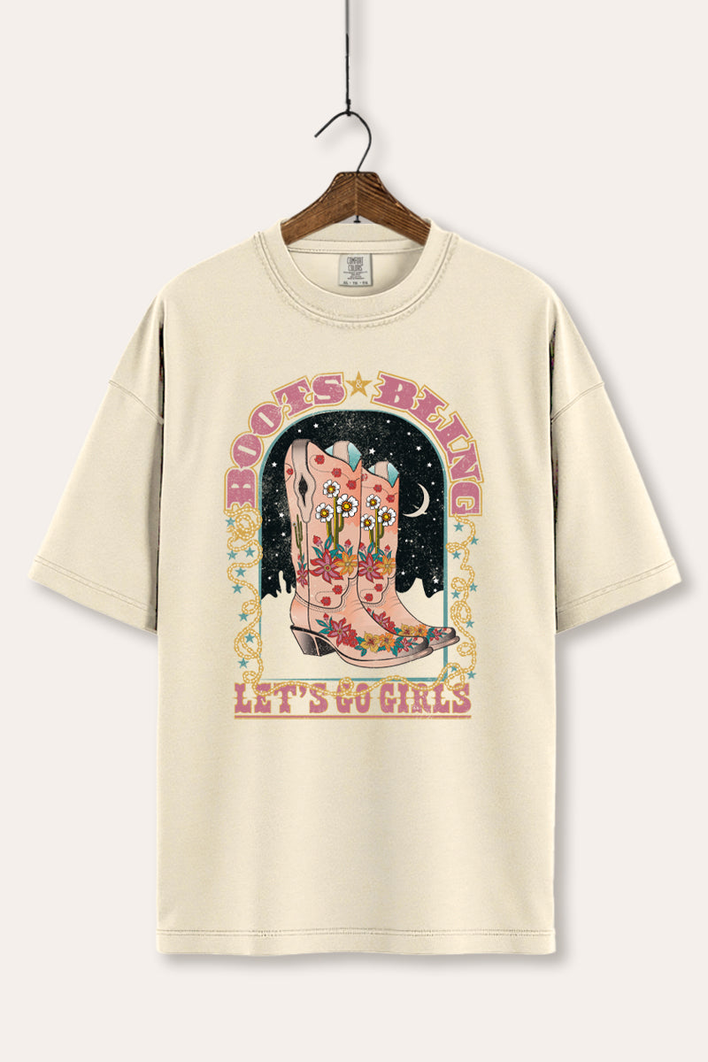"let's go girls" bling boots comfort colors® graphic tee