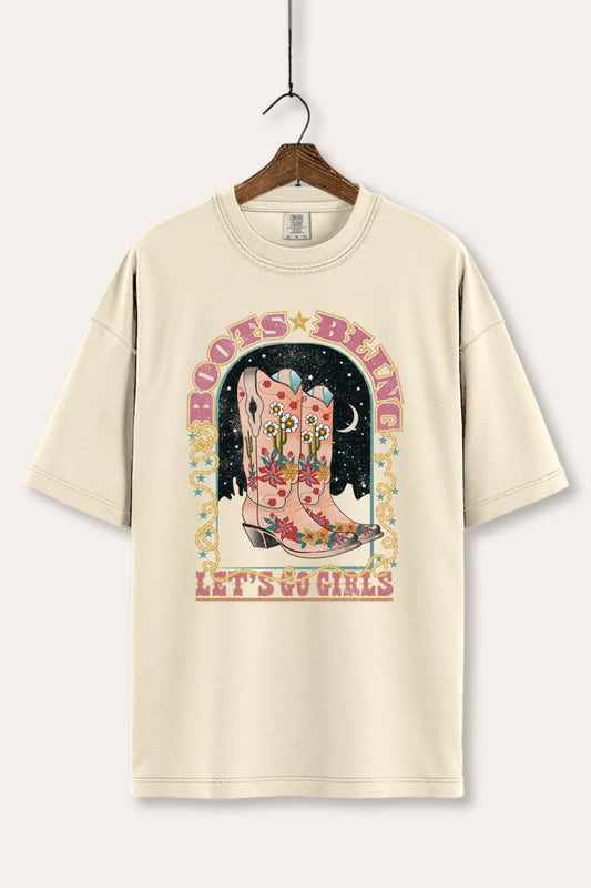 Cowgirl Boots Bling Stars Graphic Women's Comfort Tee