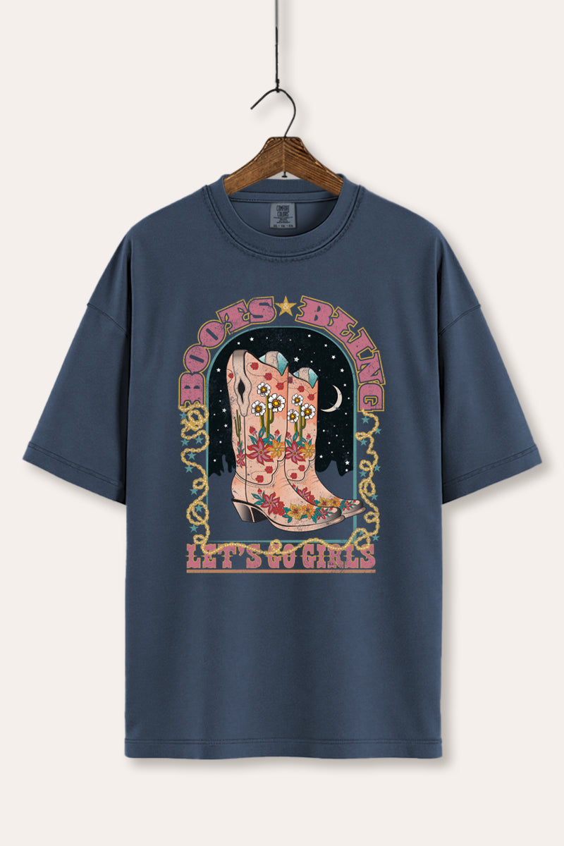 "let's go girls" bling boots comfort colors® graphic tee