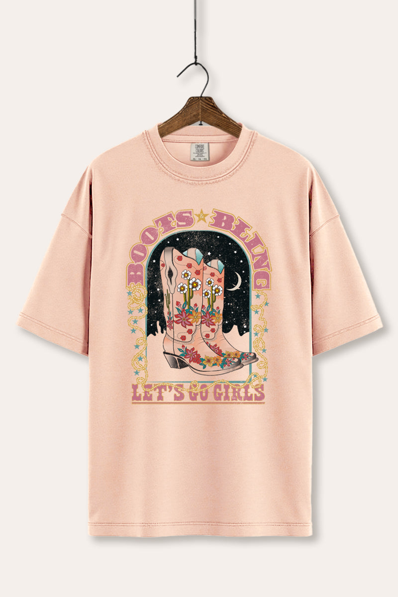 "let's go girls" bling boots comfort colors® graphic tee