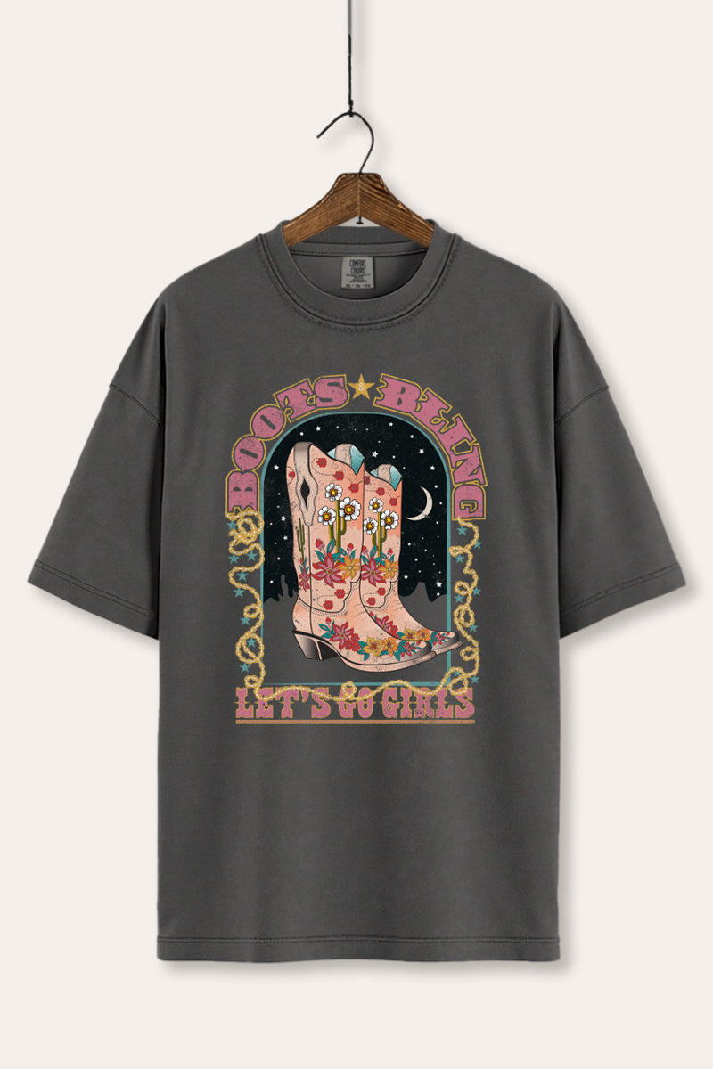 "let's go girls" bling boots comfort colors® graphic tee