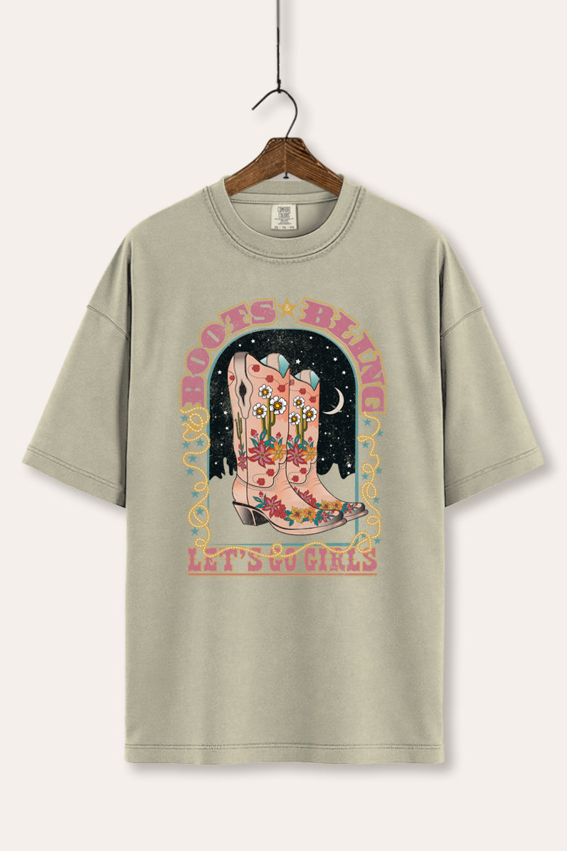 "let's go girls" bling boots comfort colors® graphic tee