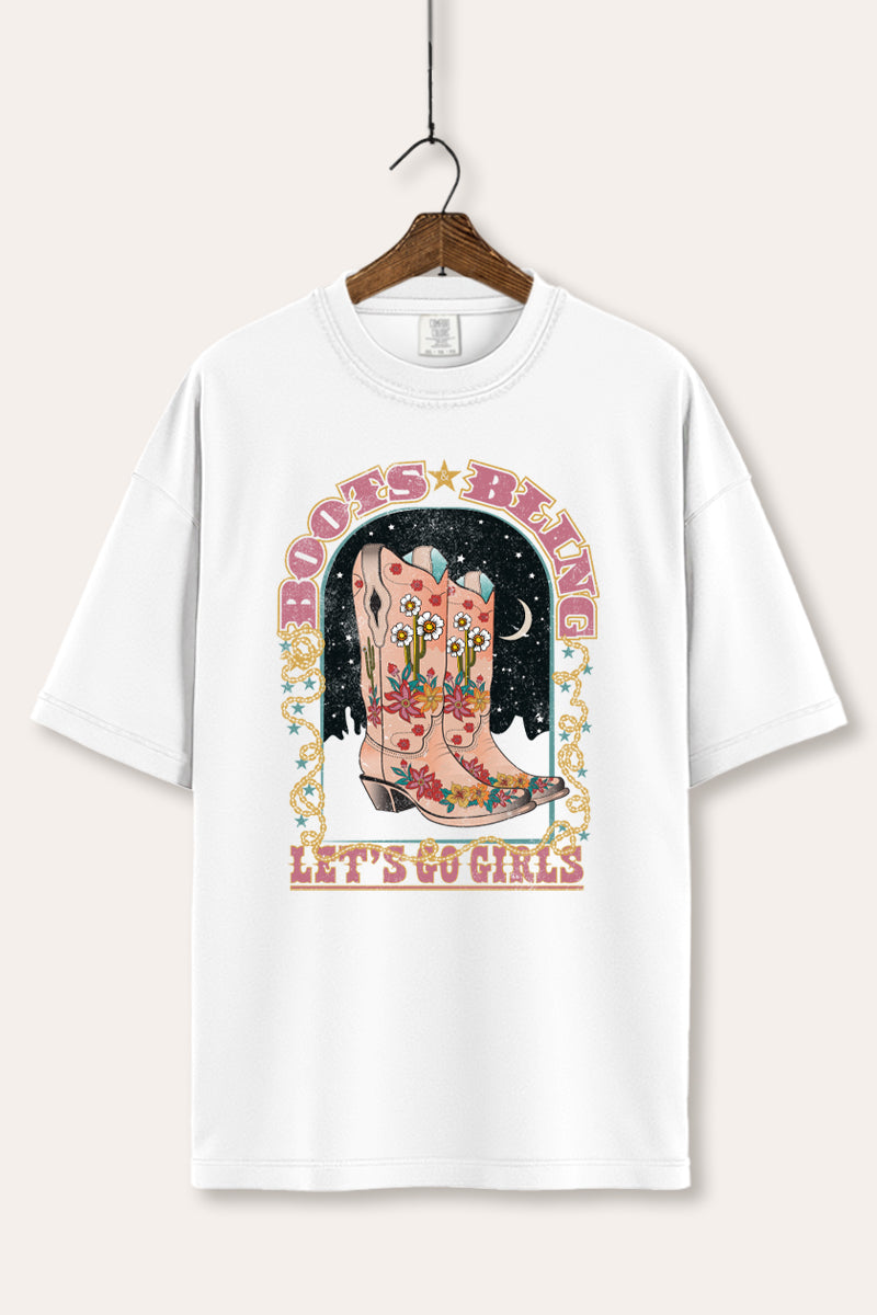 "let's go girls" bling boots comfort colors® graphic tee